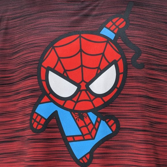 Marvel Cartoon Toon Spiderman Mens Large Shirt Heather Red Short Sleeve Stretch - Picture 2 of 7